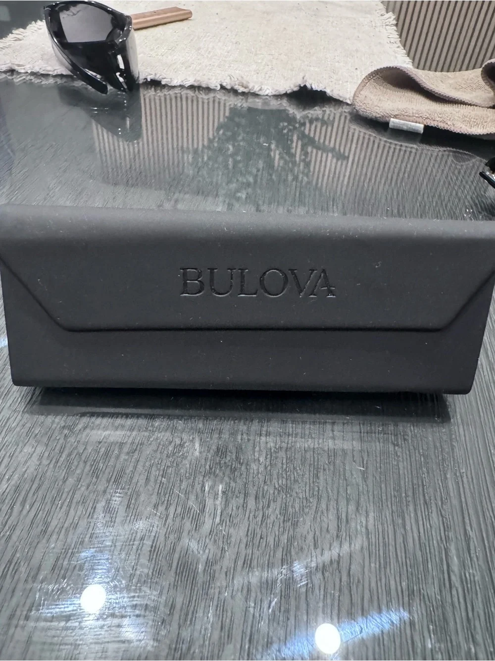 Bulova Black Foldover Eyeglass Case